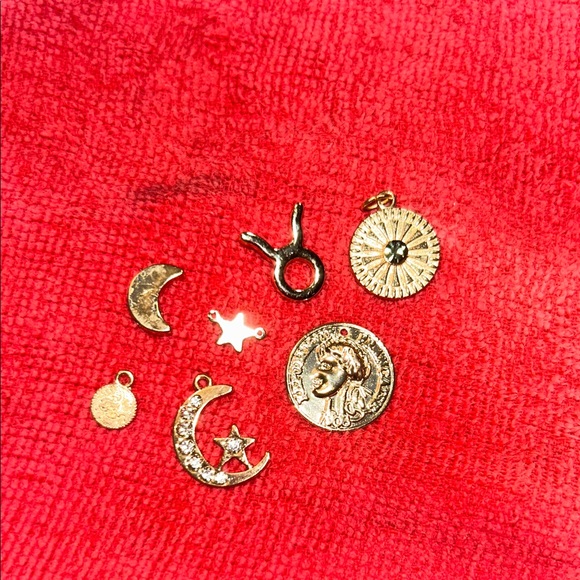 Jewelry - Gold Charm Set with Moon and Star Designs